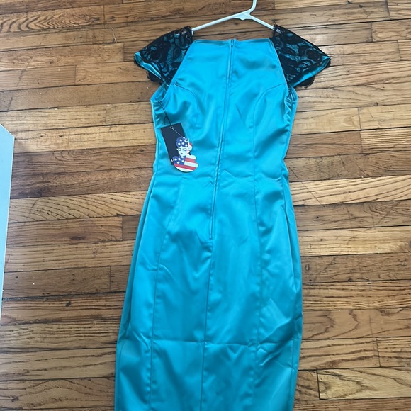 NWT 2014 Pin Up Girl clothing wiggle dress Size Small Teal - Picture 6 of 11